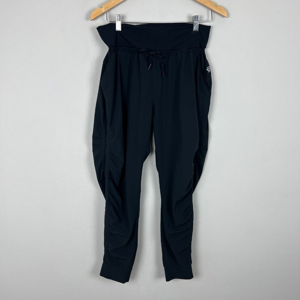 Coolibar Pants Women Medium Black UPF 50+ Motio Joggers Ruched Pull On Stretch M